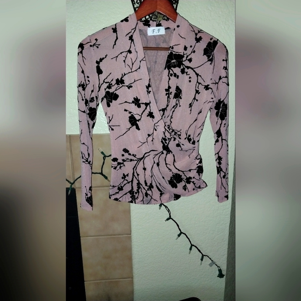 Ladies  blouse pink and black floral